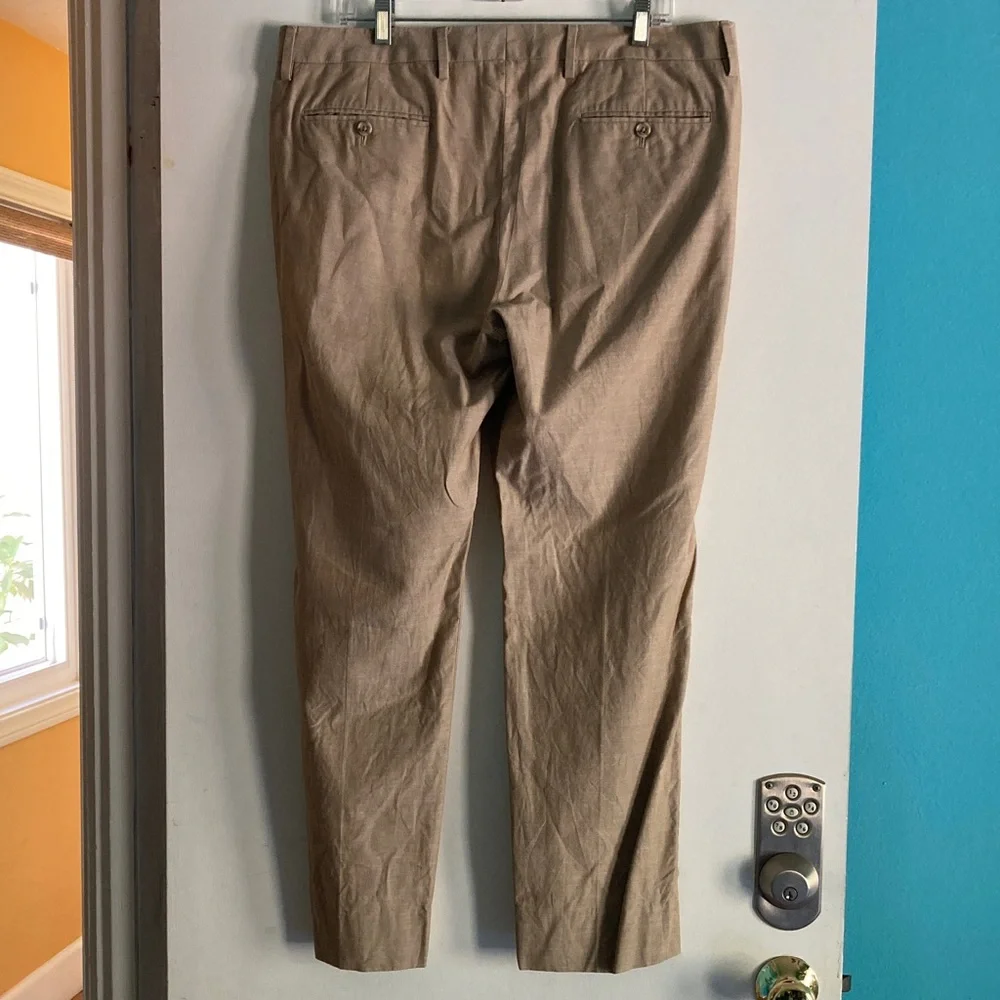 Bonobos Slim Fit Trousers Mens Size 34 X 30 Tan Cotton Dress Pants Summer Casual